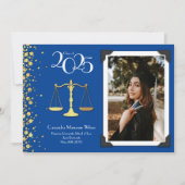 Juristenschule Gold Abschluss Blue Einladung (Vorderseite)