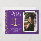 Juristenschule Gold Abschluss Lila Einladung (Vorderseite)