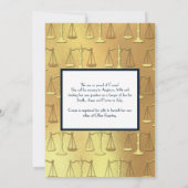 Juristenschule Graduation Party Gold Navy Blue Einladung (Rückseite)