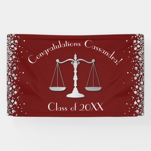 Juristenschule Maroon Silver Graduation Party Banner (Horizontal)