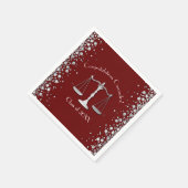 Juristenschule Maroon Silver Graduation Party Serviette (Ecke)