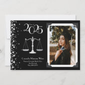 Juristenschule Silberner Abschluss Black Einladung (Vorderseite)