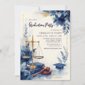 Juristenschulen Floral Grad Foto Einladung (Vorderseite)