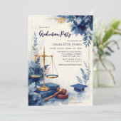 Juristenschulen Floral Grad Foto Einladung (Stehend Vorderseite)