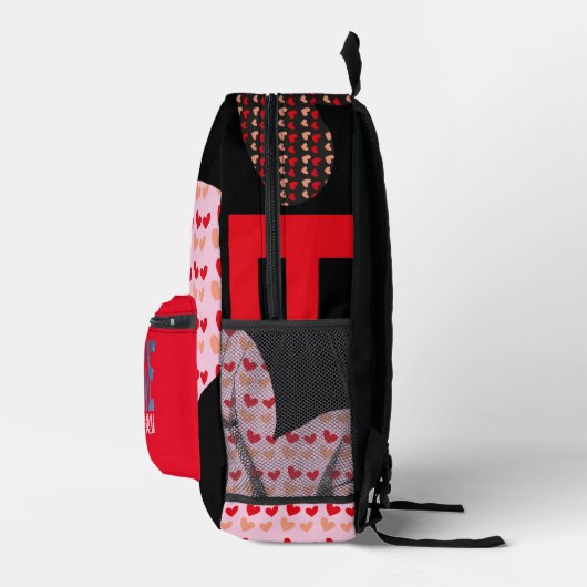 Juristentochter, rotgraue Liebe Bedruckter Rucksack (Rechts)