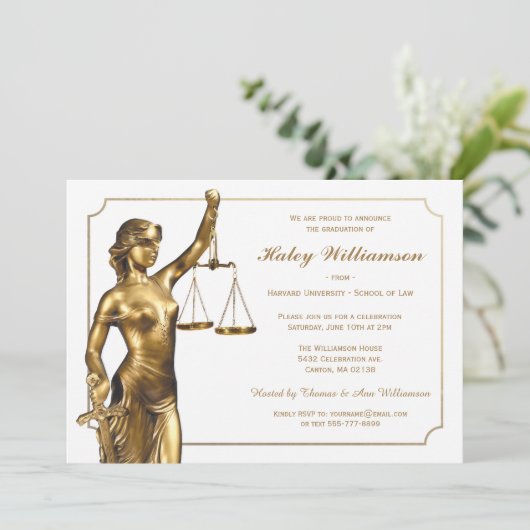 Juristische Fakultäts-Abschluss-Einladung Einladung (Stehend Vorderseite)