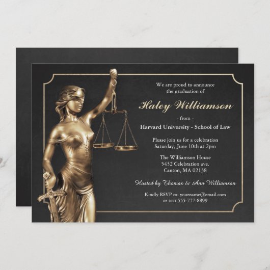 Juristische Fakultäts-Abschluss-Party Einladung (Vorne/Hinten)