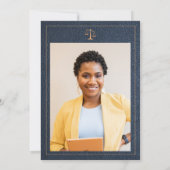 Juristische Schule Abschluss Foto Marine Gold eleg Einladung (Rückseite)