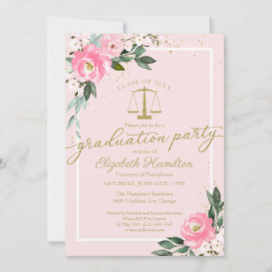 Juristische Schule Graduierung Party Hot Pink Blor Einladung