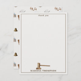 Juristische Skala Gavel Juristischer antiker Indiv Dankeskarte