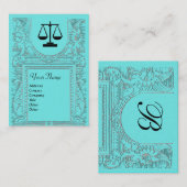 JURISTISCHES AMT, ATTORNEY 2 Monogramm, blau Visitenkarte (Vorne/Hinten)
