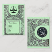 JURISTISCHES AMT, ATTORNEY 2 Monogramm, grün Visitenkarte (Vorne/Hinten)
