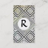 JURISTISCHES AMT, ATTORNEY DAMASK Monogramm Weiße Visitenkarte (Rückseite)