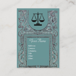 JURISTISCHES AMT, ATTORNEY Monogram, blau-grau Visitenkarte