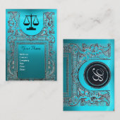 JURISTISCHES AMT, ATTORNEY Monogram blau Visitenkarte (Vorne/Hinten)