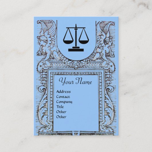 JURISTISCHES AMT, ATTORNEY Monogram, blau Visitenkarte (Vorderseite)