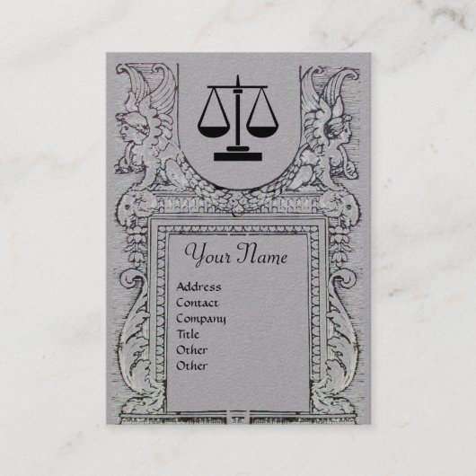 JURISTISCHES AMT, ATTORNEY Monogram Graues Papier Visitenkarte (Vorderseite)