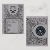 JURISTISCHES AMT, ATTORNEY Monogram Graues Papier Visitenkarte (Vorne/Hinten)