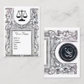 JURISTISCHES AMT, ATTORNEY Monogram Schwarz-weiß Visitenkarte (Vorne/Hinten)