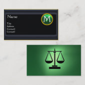 JURISTISCHES AMT, ATTORNEY Monogram, schwarzer Jad Visitenkarte (Vorne/Hinten)