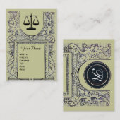 JURISTISCHES AMT, ATTORNEY Monogramm, grün grau Visitenkarte (Vorne/Hinten)