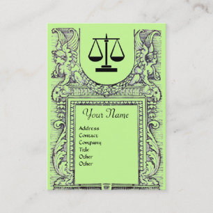 JURISTISCHES AMT, ATTORNEY Monogramm, grün Visitenkarte