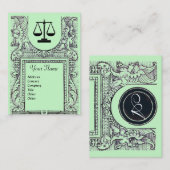 JURISTISCHES AMT, ATTORNEY Monogramm, grün Visitenkarte (Vorne/Hinten)