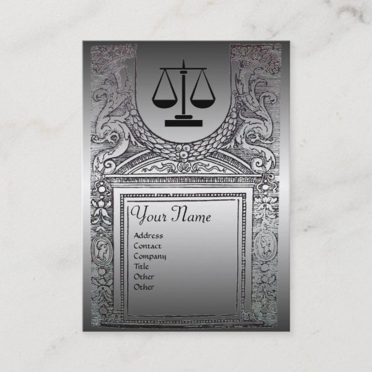 JURISTISCHES AMT, ATTORNEY Platinum Monogramm Visitenkarte (Vorderseite)