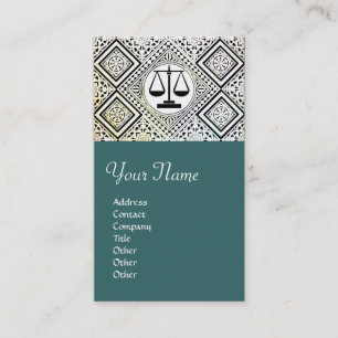 JURISTISCHES BÜRO, ATTORNEY DAMASK, grün blau Visitenkarte