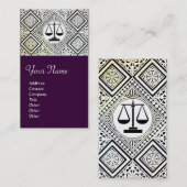 JURISTISCHES BÜRO, ATTORNEY DAMASK lila Visitenkarte (Vorne/Hinten)