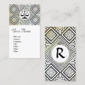 JURISTISCHES BÜRO, ATTORNEY DAMASK-Monogramm Schwa Visitenkarte (Vorne/Hinten)