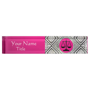 JURISTISCHES BÜRO, ATTORNEY PINK FUCHSIA WHITE DAM NAMENSPLAKETTE