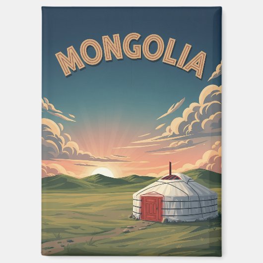 Jurten in der Mongolei Reise Magnet (Vorderseite)