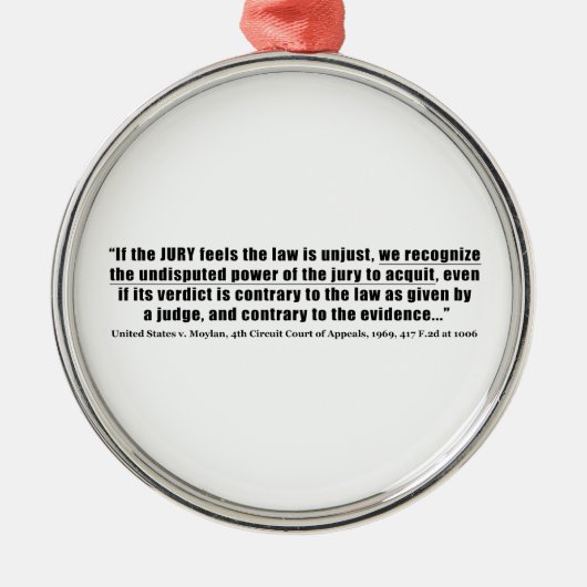 Jury Nullification United Staaten / Moylan 1969 Ornament Aus Metall (Vorne)