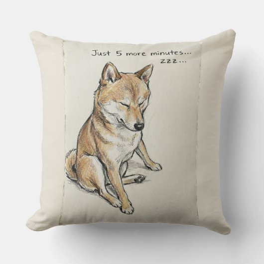 "Just 5 More Minutes" Sleepy Shiba Inu Nap Art Kissen (Vorderseite)