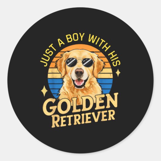 Just A Boy And His Golden Retrievers Girls Who Lov Runder Aufkleber (Vorderseite)