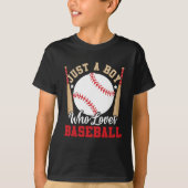 Just a boy who loves baseball kid baseball fan T-Shirt (Vorderseite)