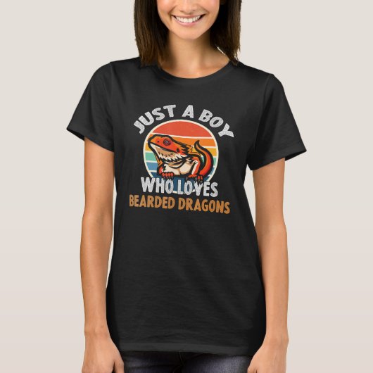 Just A Boy Who Loves Bearded Dragon Lizard Reptil T-Shirt (Vorderseite)