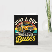 Just A Boy Who Loves Buses School Bus Driver Costu Karte (Vorderseite)