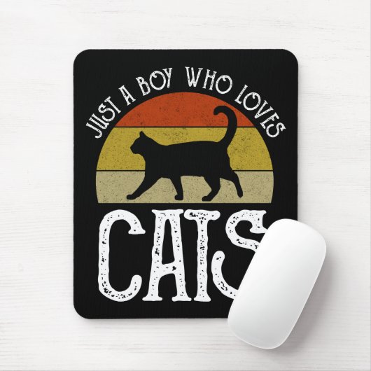 Just A Boy Who Loves Cats Mousepad (Mit Mouse)