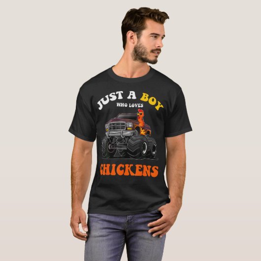 Just A Boy Who Loves Chickens And Monster Truck Ki T-Shirt (Vorne ganz)
