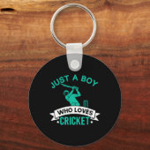 Just A Boy Who Loves Cricket Player Funny Cricket  Schlüsselanhänger (Vorderseite)