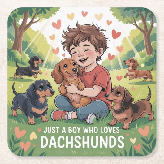 Just A Boy Who Loves Dachshunds Rechteckiger Pappuntersetzer (Vorderseite)