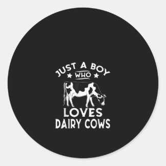 Just A Boy Who Loves Dairy Cows Gift Runder Aufkleber