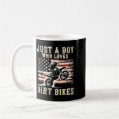 Just A Boy Who Loves Dirt Bikes American Flag Moto Kaffeetasse (Links)