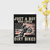 Just A Boy Who Loves Dirt Bikes American Flag Moto Karte (Gelbe Blume)