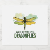 Just a Boy who loves Dragonflies. Dragonflies Drag Schaumweinetikett (Einzelnes Label)