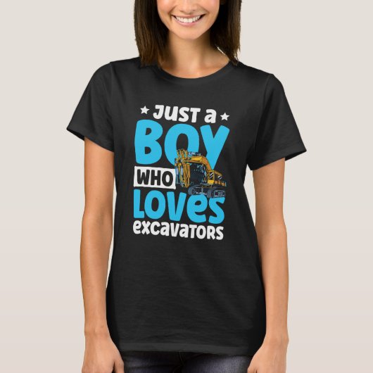 Just a Boy Who Loves Excavators Construction Excav T-Shirt (Vorderseite)