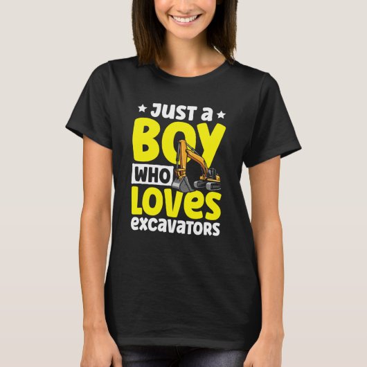Just a Boy Who Loves Excavators Construction Excav T-Shirt (Vorderseite)