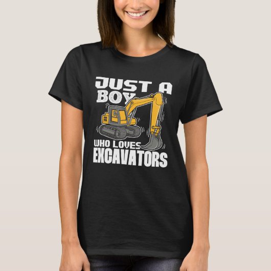 Just A Boy Who Loves Excavators Construction Vehic T-Shirt (Vorderseite)